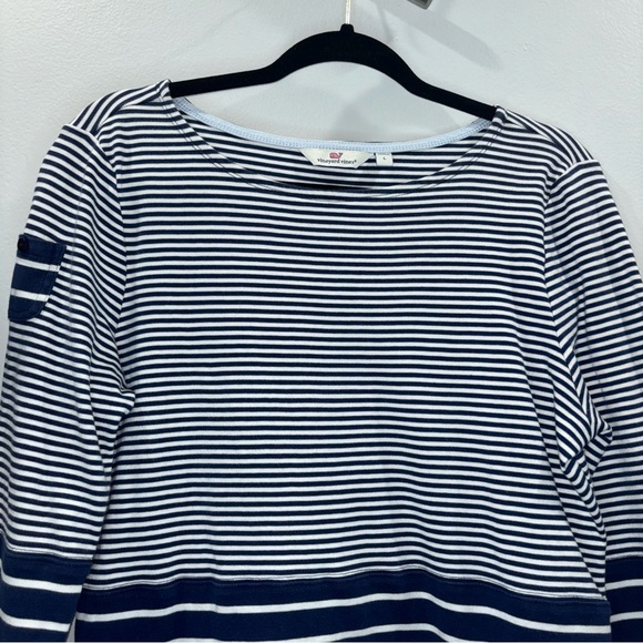 Vineyard Vines Navy White Stripe Cotton Nautical Dress Size Large - Picture 4 of 11